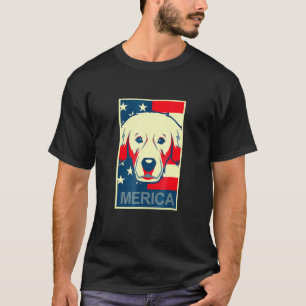 T-shirt Golden Retriever Merica 4 juillet chien ch