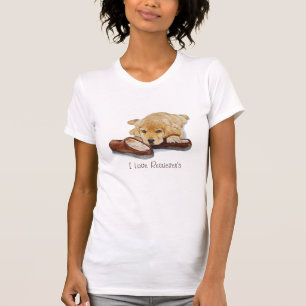 T-shirt golden retriever mignon de chiot caressant l'art