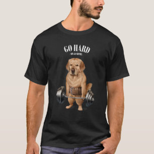 T-shirt Golden Retriever Muscle de chien avec Barbell