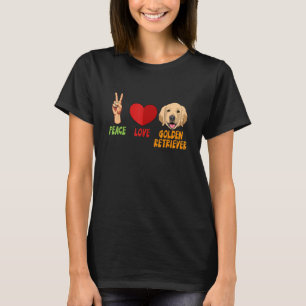 T-shirt Golden Retriever Peace Love Unity Coeur Truce Anim