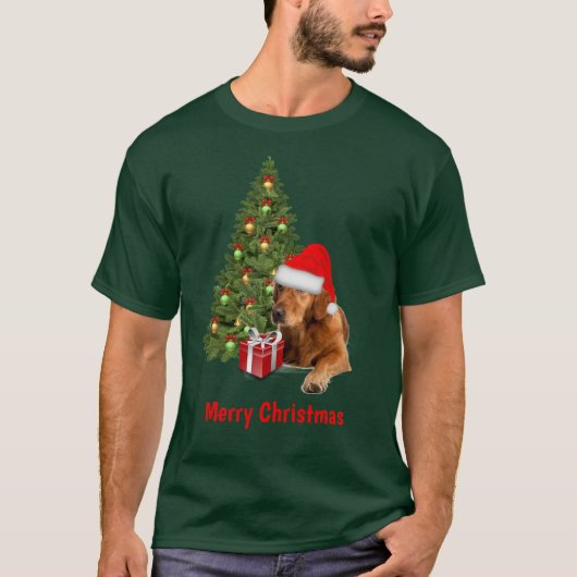 T-shirt Golden Retriever Père Noël Chien Noël (Devant)