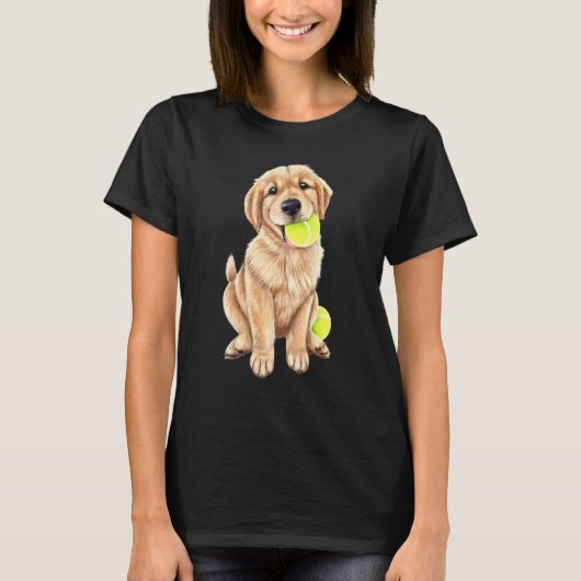 T-shirt Golden Retriever Puppy With Tennis Ball (Devant)