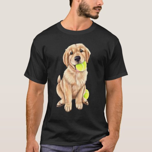 T-shirt Golden Retriever Puppy With Tennis Ball (Devant)