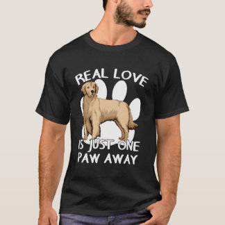 T-shirt Golden Retriever Real Love Goldie Paw Citation Gol