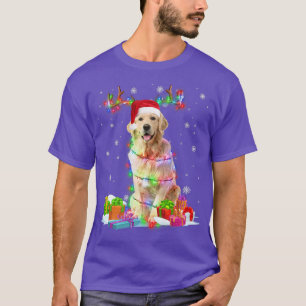 T-shirt Golden Retriever Reindeer lumières de Noël Drôle D