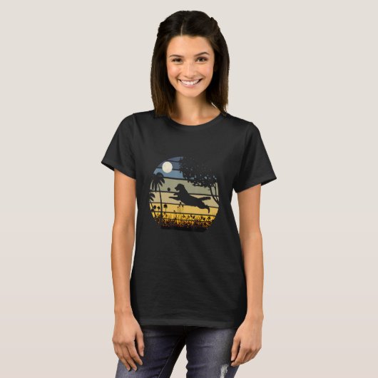 T-shirt Golden Retriever Sauter Dans Un Champ De Fleurs Mo (Devant entier)