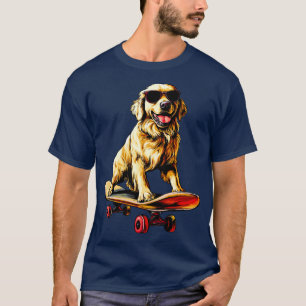 T-shirt Golden Retriever Skate - Skateboard Dog T-Shir