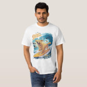 T-shirt Golden Retriever Surfing Conquérant (Devant entier)