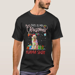 T-shirt Golden Retriever Tree Light Chien Noël C'Est Mon C