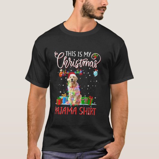 T-shirt Golden Retriever Tree Light Chien Noël C'Est Mon C (Devant)