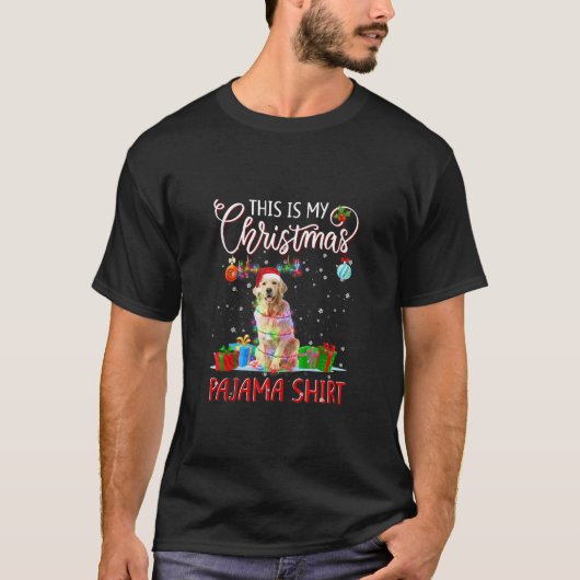 T-shirt Golden Retriever Tree Light Chien Noël C'Est Mon C (Devant)