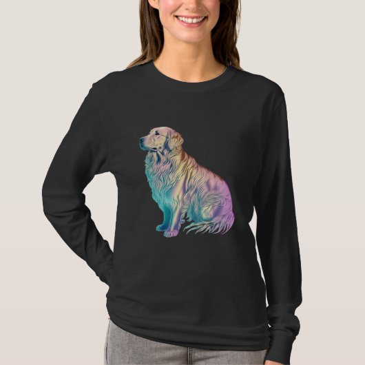 T-shirt Golden Retriever Vaporwave Retrowave Aesthetic  2 (Devant)