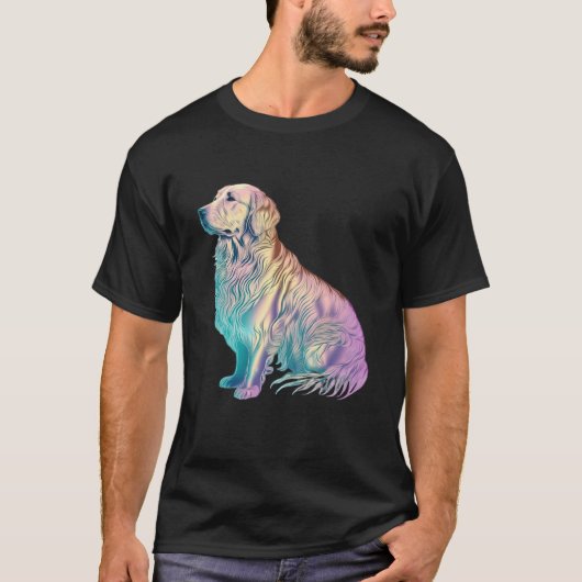 T-shirt Golden Retriever Vaporwave Retrowave Aesthetic  2 (Devant)