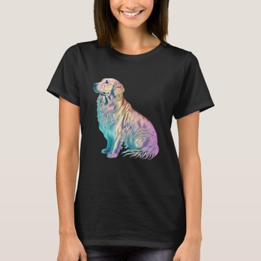 T-shirt Golden Retriever Vaporwave Retrowave Aesthetic  2 (Devant)