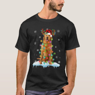 T-shirt Golden Retrivers Christmas Tree Lights Santa Hat