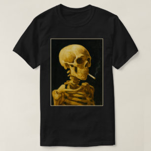 T-shirt Golden Skull Smoking - Unique Van Gogh Inspiré