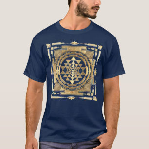T-shirt GOLDEN SRI YANTRA arrière - plan de charbon profon