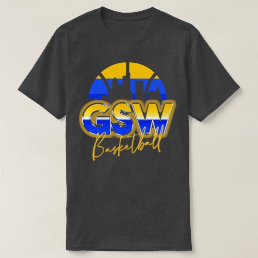 T-shirt Golden State Basketball Retro 90s Chrome Skyline (Design devant)