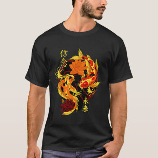 T-shirt Golden Yakuza Japonais Tattoos Koi Poisson Pond Fl