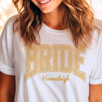 T-shirt Golden Yellow Floral BRIDE Wedding Bridal Shower