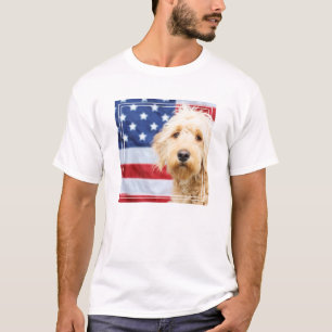 T-shirt Goldendoodle avec drapeau américain