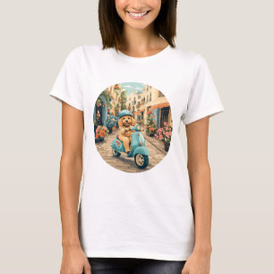 T-shirt Goldendoodle Chien à scooter dans les rues europée