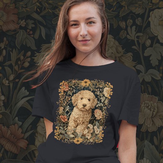 T-shirt Goldendoodle Chiot dans Jardin à l'ancienne