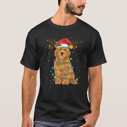 T-shirt Goldendoodle Christmas Lights & Santa Hat Xmas Chi (Devant)