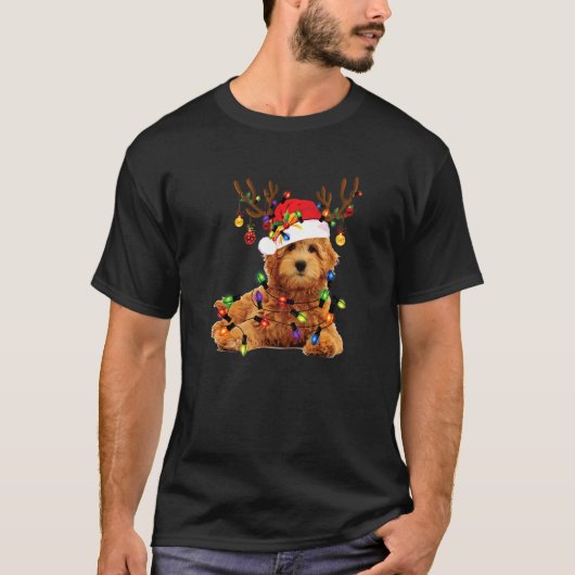 T-shirt Goldendoodle Christmas Reindeer Christmas Lights P (Devant)