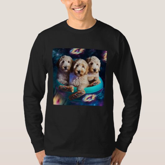 T-shirt Goldendoodle dans l'espace avec des donuts Mignons (Devant)