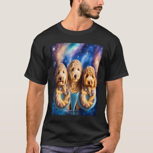 T-shirt Goldendoodle Dans L'Espace Avec Des Donuts Mignons (Devant)