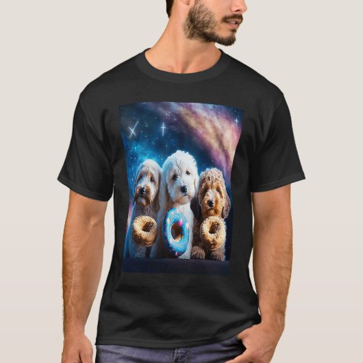 T-shirt Goldendoodle dans l'espace avec des donuts Mignons (Devant)