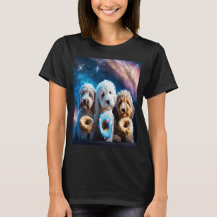T-shirt Goldendoodle Dans L'Espace Avec Des Donuts Mignons