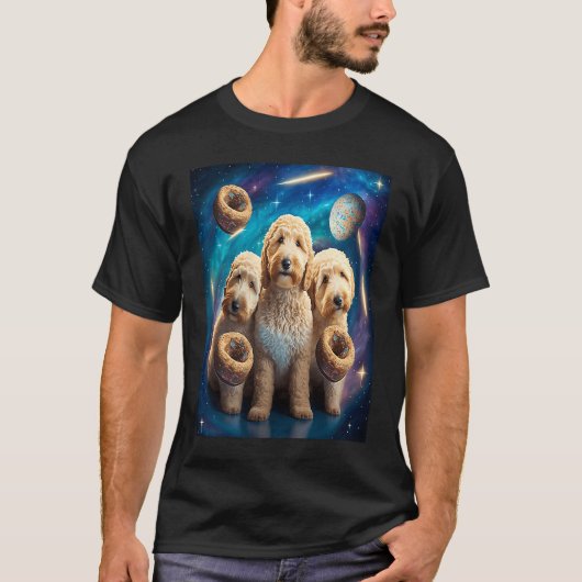 T-shirt Goldendoodle Dans L'Espace Avec Des Donuts Mignons (Devant)