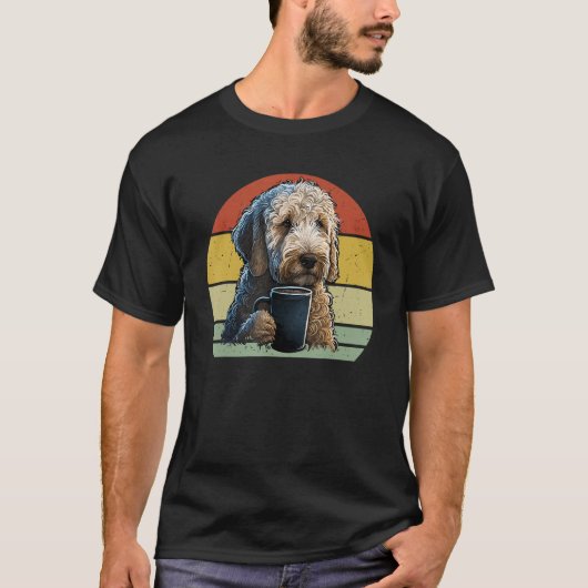 T-shirt Goldendoodle Drinking Coffee  Dog And Coffee (Devant)