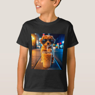 T-shirt Goldendoodle drôle buvant du café glacé mème anima