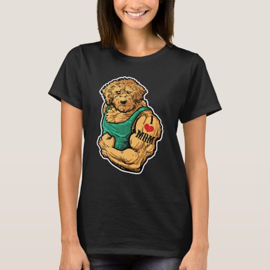 T-shirt Goldendoodle I Love Maman Tattoo Dog Entraînement (Devant)