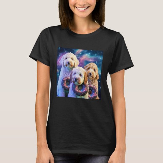 T-shirt Goldendoodle In Space With Donuts Cute Doodle Boys (Devant)