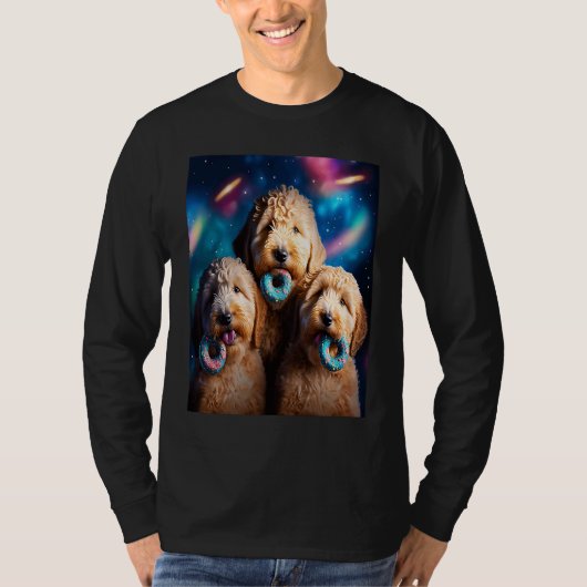 T-shirt Goldendoodle In Space With Donuts Cute Doodle Boys (Devant)
