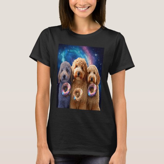 T-shirt Goldendoodle In Space With Donuts Cute Doodle Boys (Devant)