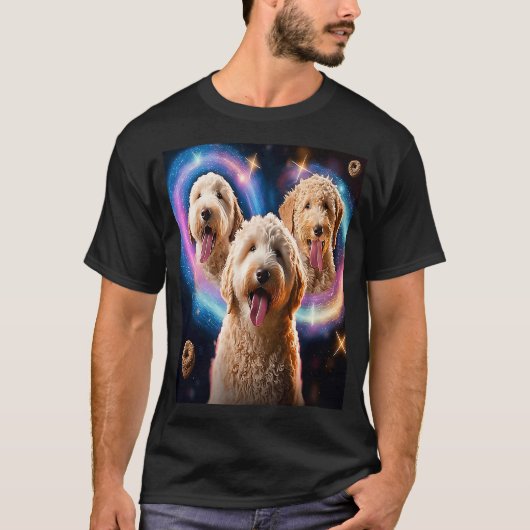T-shirt Goldendoodle In Space With Donuts Cute Doodle Boys (Devant)