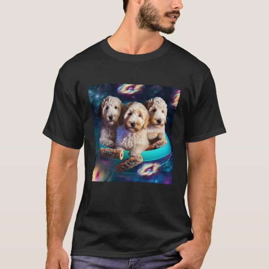 T-shirt Goldendoodle In Space With Donuts Cute Doodle Boys (Devant)