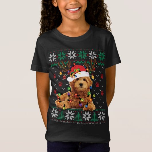 T-Shirt Goldendoodle Noël laid Sweater Funny Chien Amour (Devant)