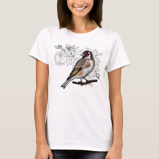 T-shirt Goldfinch et rose (Devant)