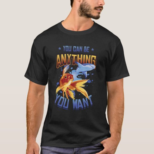 T-shirt Goldfish Be A Shark Motivational Message (Devant)