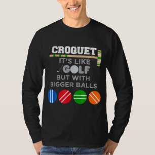 T-shirt Golf Croquet Jeu Ball Mallet Wickets Drôle Joueur
