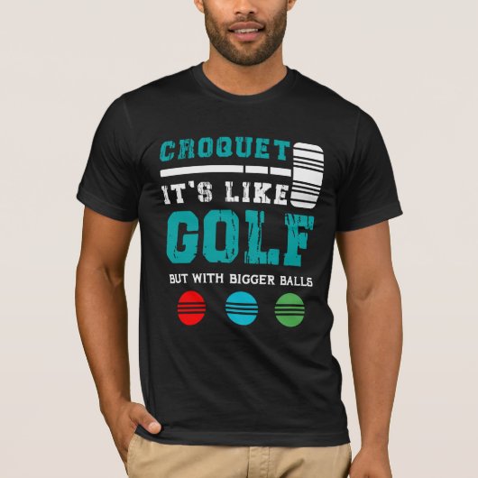 T-shirt Golf Croquet Jeu Ball Mallet Wickets Idées cadeaux (Devant)