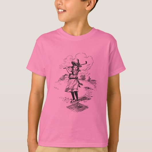 T-shirt Golf Girl Golfing Art Vintage (Devant)