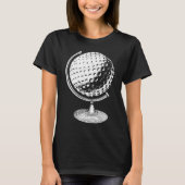 T-shirt Golf Globe Golf Ball Globe Dans Un Stand Golfer (Devant)