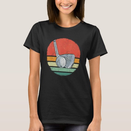 T-shirt Golf Golfing Golfer Pitch Par Retro Sunset (Devant)
